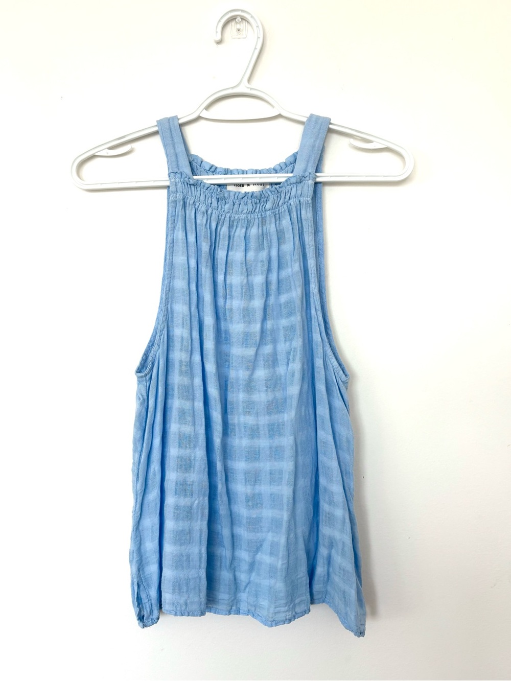cloth & stone Baby Blue Smocked Halter Tank